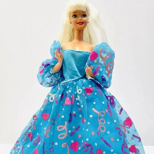 MATTEL BARBIE Doll Blonde Hair Blue Eyes Celebration Dress 12" Tall Free Ship